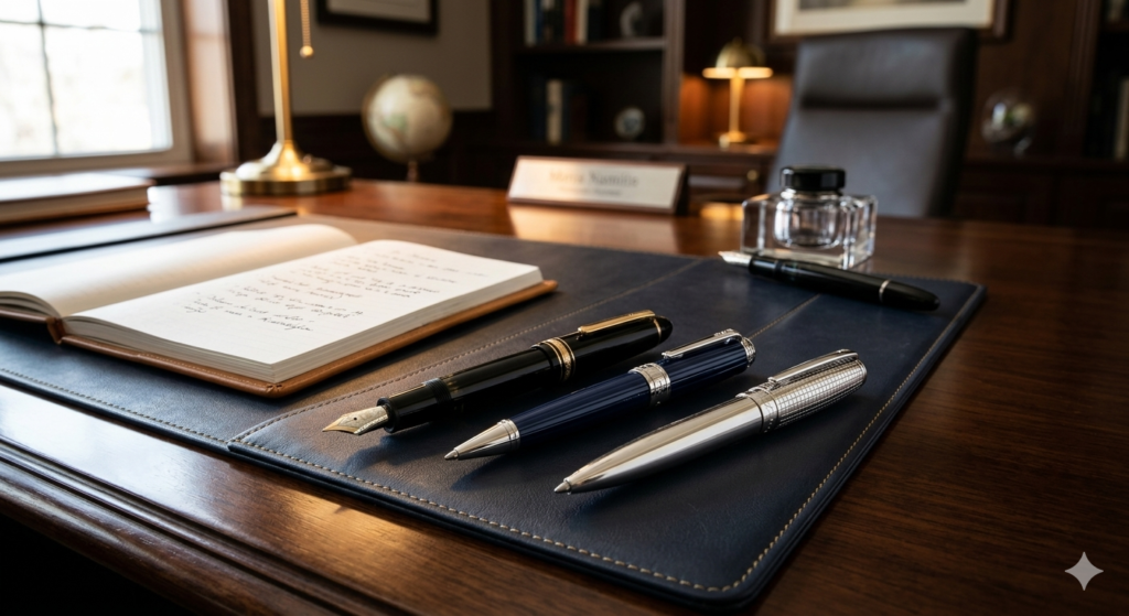 Luxury pens on a professional executive desk